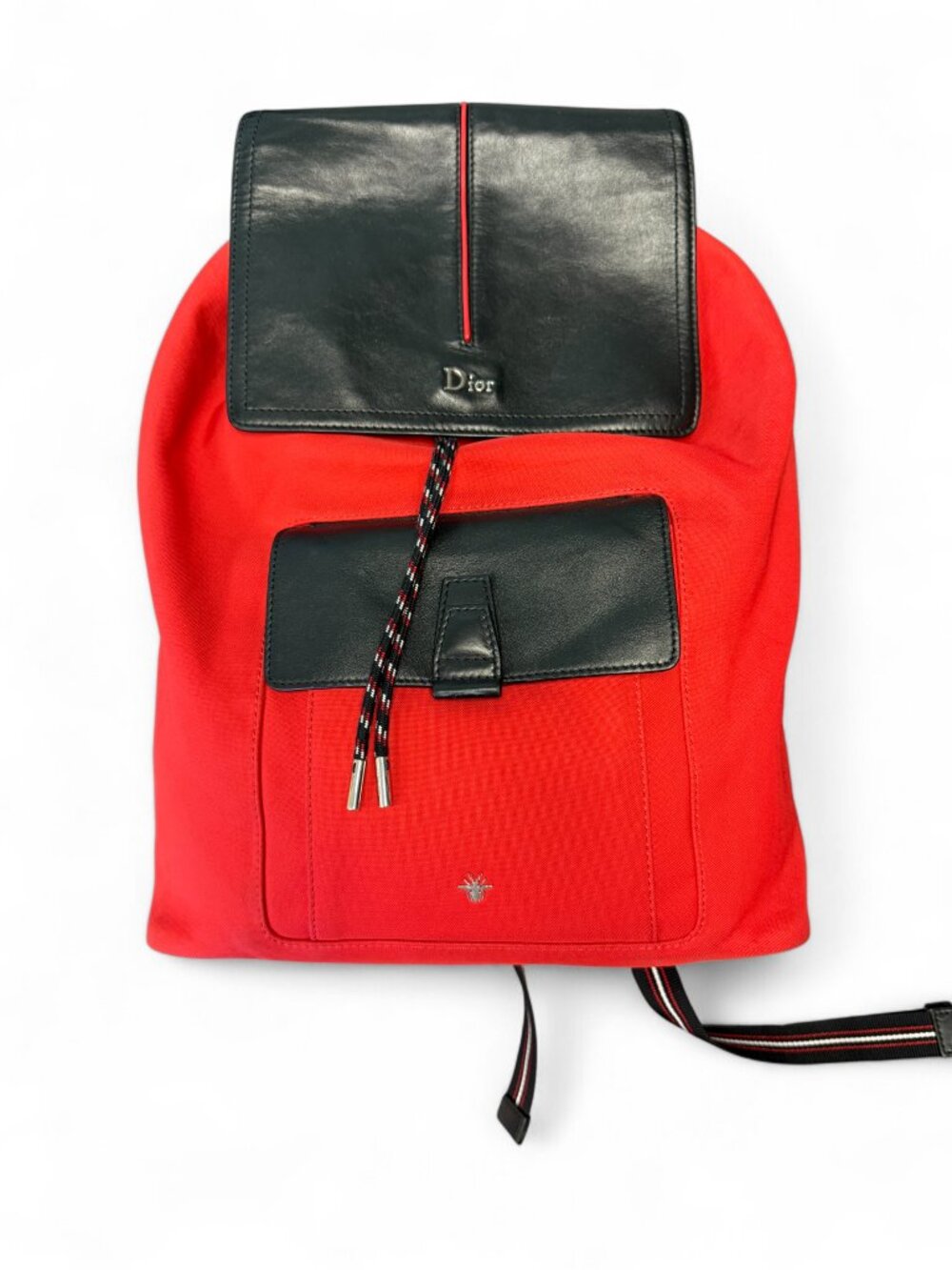 Christian Dior Leather and Canvas Bumblebee Leather Backpack with the Rucksack
